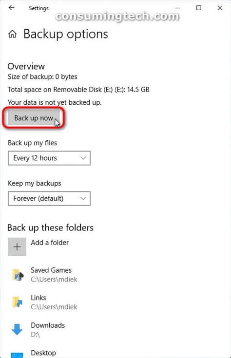 How To Backup Filesfolders Via File History In Windows 10 Tutorial