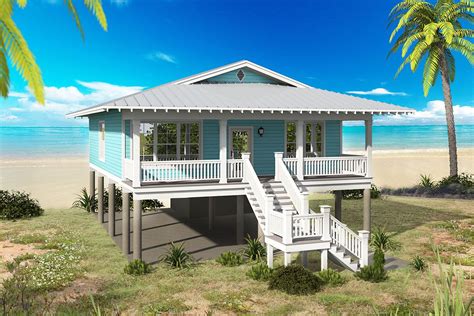 Plan 68480vr 2 Bed Beach Bungalow With Lots Of Options Sims Haus