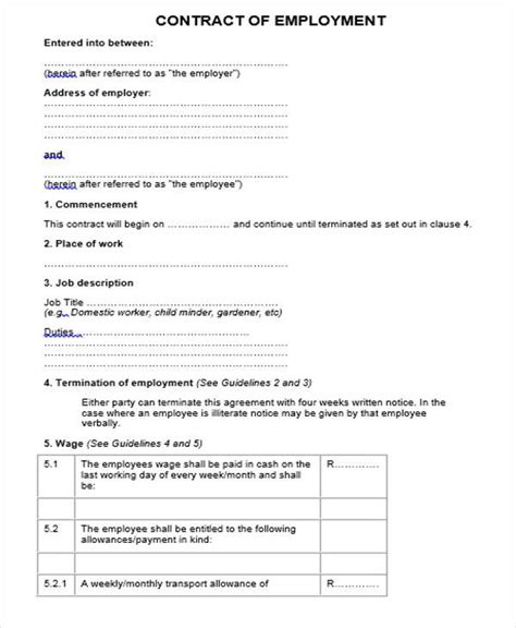 Construction Employment Contract Template