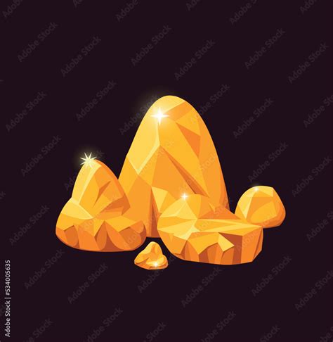 Gold Stone Vector Illustration Golden Nugget Gold Nugget Clipart