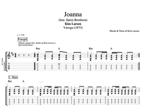 joanna · kim larsen guitars piano vocal tabs sheet music chords lyrics — play