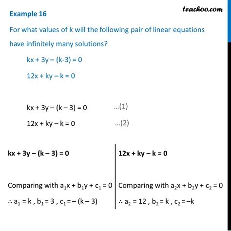 question 6 for what values of k will the pair of linear