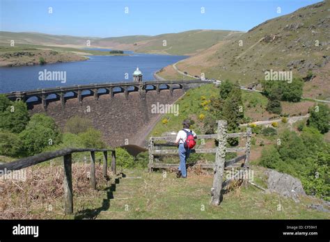 Craig Goch Reservoir And Dam From Hills Elan Valley Powys Wales Uk