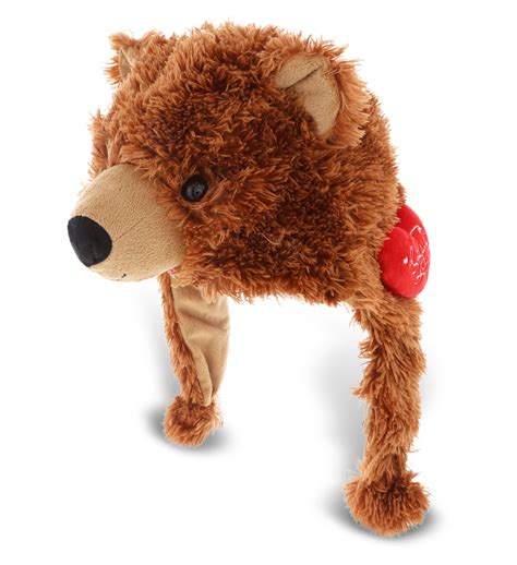 Dollibu I Love You Super Soft Plush Grizzly Bear Hat Stuffed Animal
