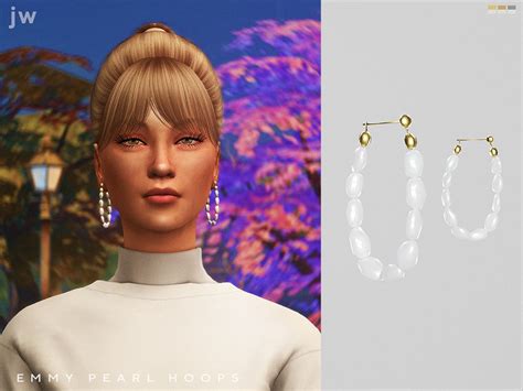 The Sims Resource Emmy Pearl Hoops By Jwofles Sims • Sims 4 Downloads