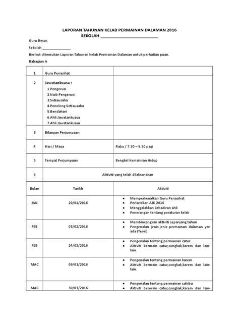 1 bilakah temasya sukan sekolah amirul diadakan. Laporan Tahunan Kelab Permainan Dalaman
