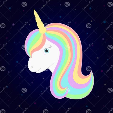 Cute Unicorn Vector Unicorn Head With Beautiful Rainbow Mane And Horn