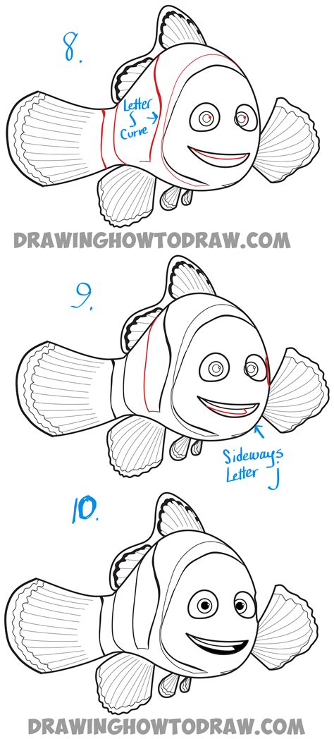 Draw a small circle near the top of the oval. How to Draw Marlin from Finding Dory and Finding Nemo ...