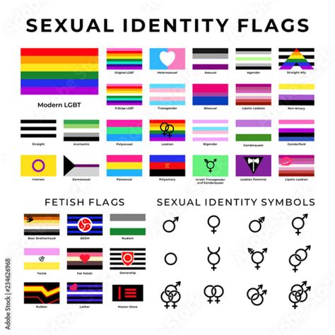 sexual identity flags and symbols lgbt and straight communities flags sex fetish signs stock