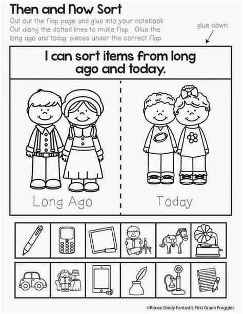 Then And Now Freebie Social Studies Worksheets Kindergarten Social