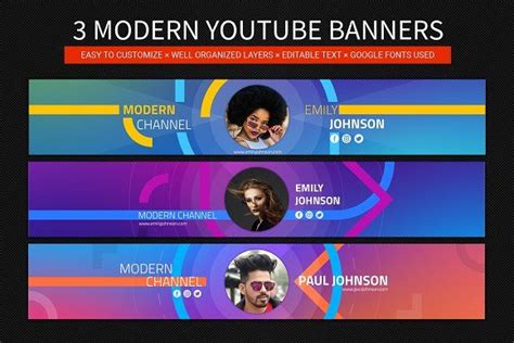 3 Modern Youtube Banners Youtube Banners Youtube Channel Art