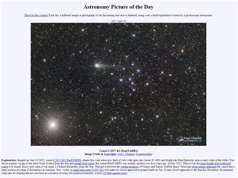 7º Apod Nasa Astronomy Picture Of The Day Cometografía