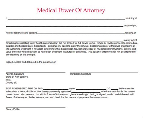 Free Printable Medical Power Of Attorney Template Printable Templates Free