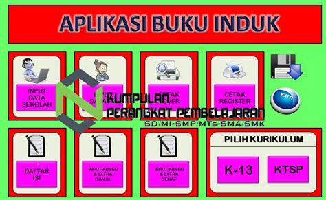 Aplikasi buku induk siswa diharapkan mempermudah dalam pembuatan buku induk yang merupakan hal penting dalam administrasi sekolah. Aplikasi Buku Induk Siswa Excel Kurikulum 2013 dan KTSP ...
