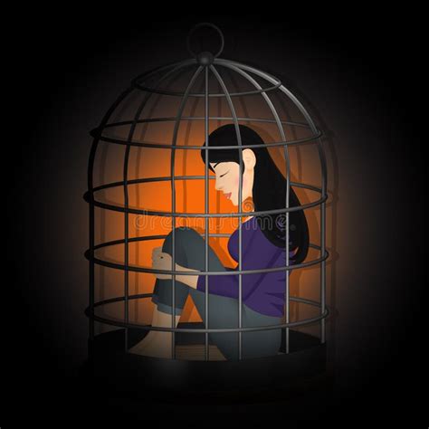 Woman Trapped In The Cage Stock Illustration Illustration Of