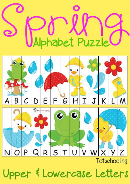 Free Spring Alphabet Puzzle Totschooling Toddler Preschool Kindergarten Educational Printables