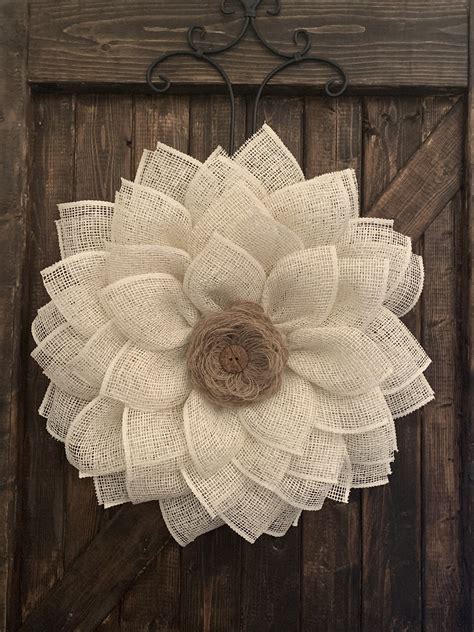 Elegant Cream Burlap Wreath Rustic Cream burlap Wreath | Etsy | Burlap crafts diy, Burlap wreath ...