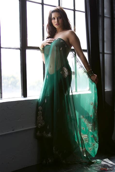 Tagmail Sunny Leone Hot And Sexy Photo Shoot Gallery For Fhm Magazine In Green Saree