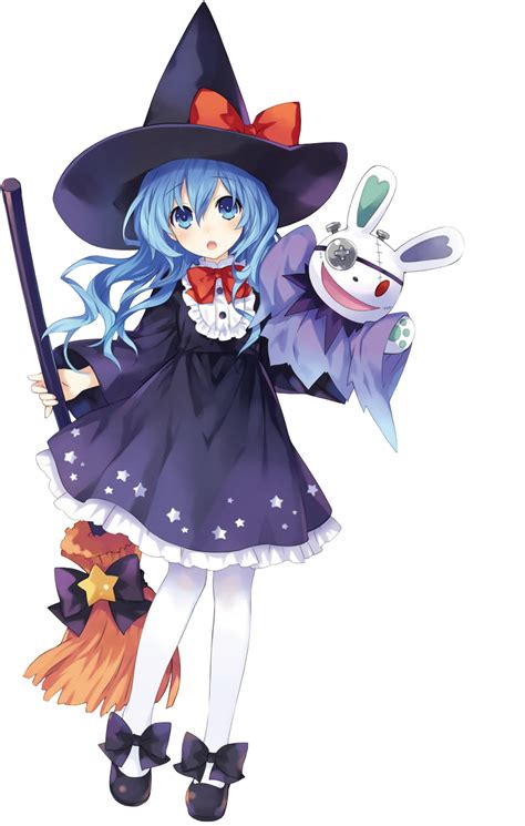 Safebooru 1girl Blue Eyes Blue Hair Broom Date A Live Halloween Costume Hat Highres Ribbon