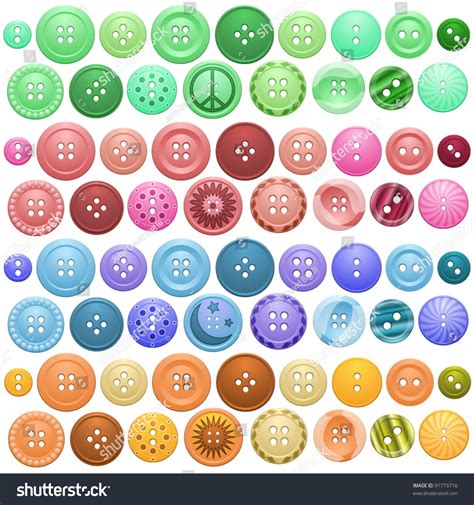 Large Set Buttons Different Colors Designs Stock Vector Royalty Free