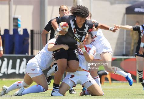Apii Nicholls Pualau Of New Zealand1 Is Tackled During The 2017 Rugby