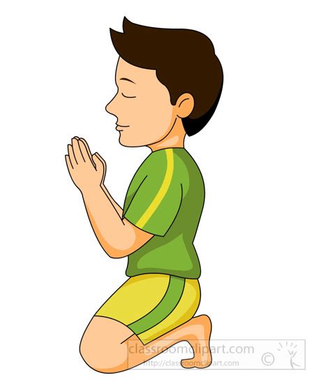 Christian Clipart Boy Kneeling Praying With Folded Hands Clipart 6212