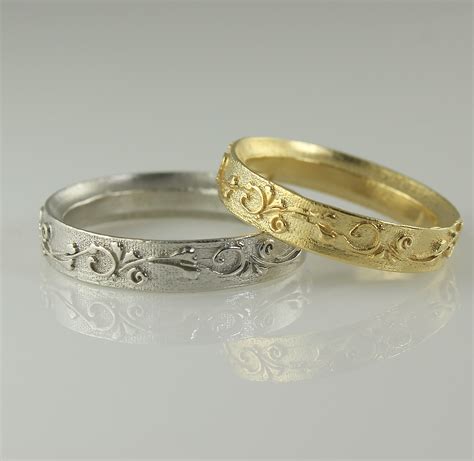 Wedding Band Set Unique And Matching Wedding Rings His And Etsy