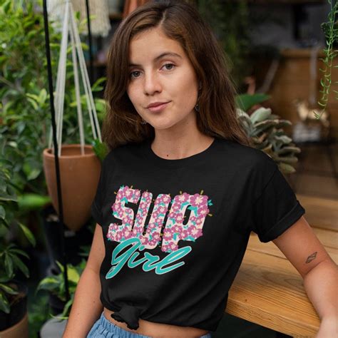 Sup Girl Stand Up Paddling Hibiscus Flower T Shirt Paddle Etsy