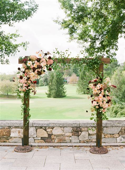 Sabrina And Charlie Fall Wedding Arches Wedding Arch Flowers Dahlias