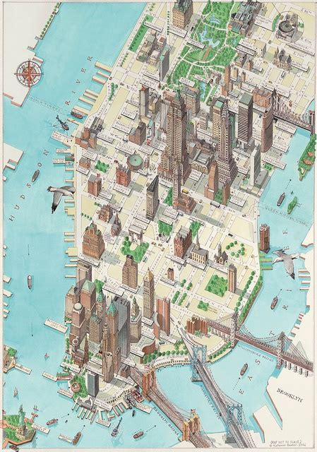 Aerial View Of Manhattan New York Maps Pinterest
