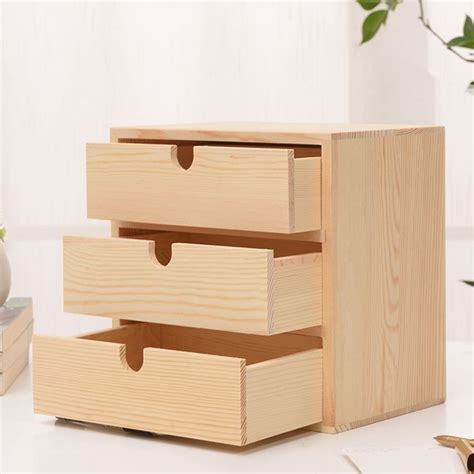 2020 Home Decoration Storage Wooden Small Drawer 3 Layers Natural