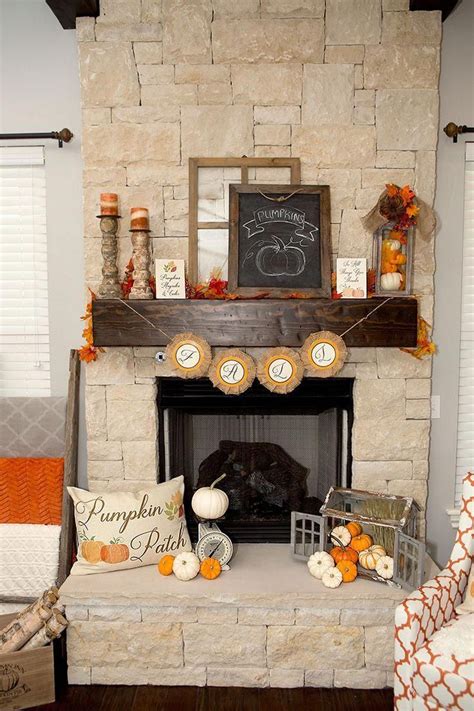 Shows Pumpkins In Lantern Ideadiy Rustic Farmhouse Style Fall Mantel