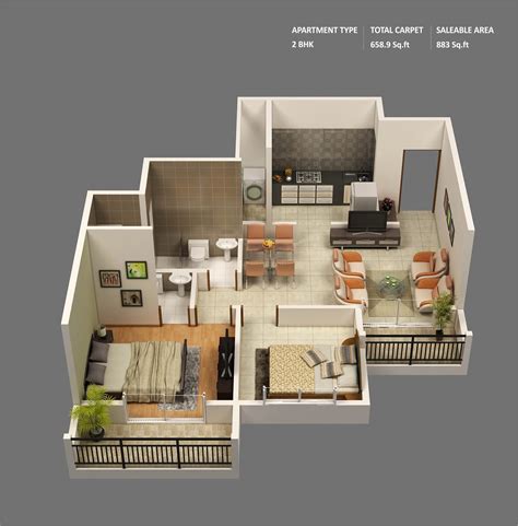 By separating the water closet from the bath, this two bedroom has maximized the bathroom to minimize annoying waiting times in the morning. 50 Sqm Bungalow House Design Philippines | Interior Design