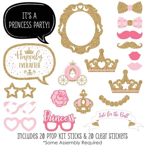 Little Princess Crown Photobooth Kit Wcustom Talk Bubble Pink And Gold