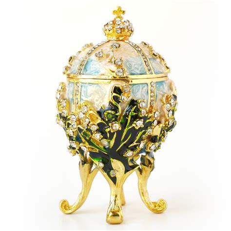 Hand Painted Vintage Style Faberge Egg With Rich Enamel And Sparkling