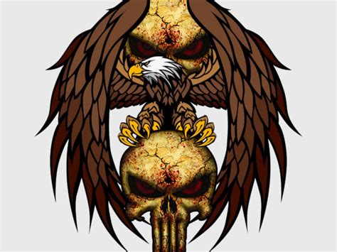 Design Horror Images For T Shirts Skull And Eagle Vector Skull Eagle