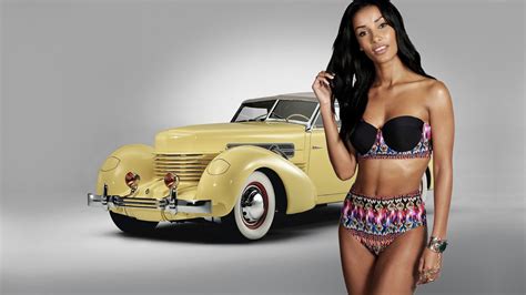 Retro Car And Sexy Girl Wallpaper Themed Wallpaper Past