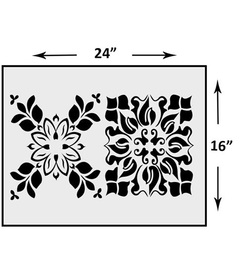 Kayra Decor Flowers And Pattern Reusable Wall Stencil In 16 X 24