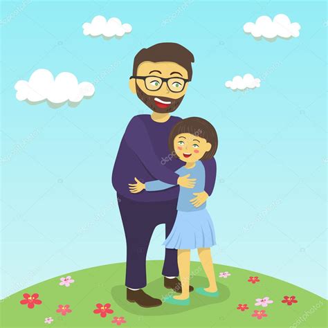 Día De Los Padres Padre E Hija Abrazando Imagen Vectorial
