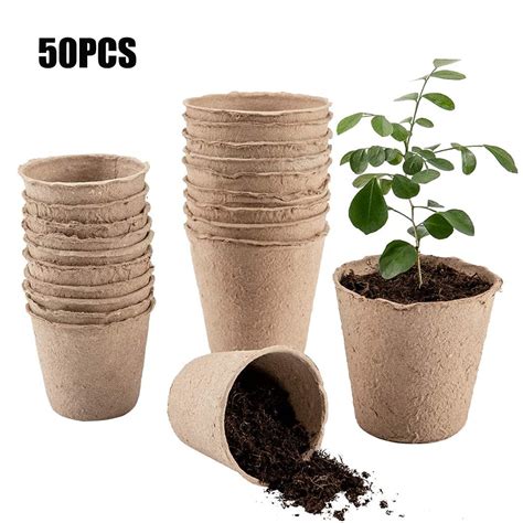 50 Pcs Seed Starter Pots Indooroutdoor Biodegradable Planter Pot For