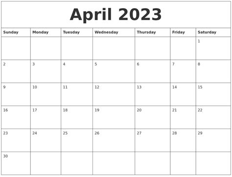 April 2023 Create Calendar