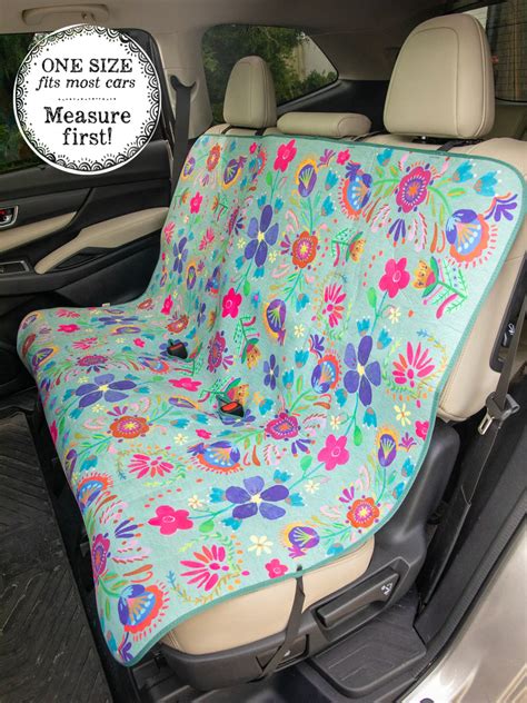 Back Car Seat Cover Indigo Folk Flower Natural Life