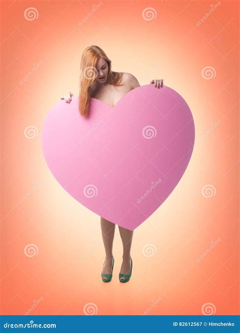 Naked Woman Holding A Heart In His Hands Stock Image Image Of Hair Valentines