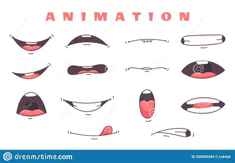 Mouth Animation Funny Cartoon Mouths Set With Expression Cartoon