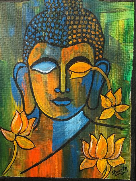 In X In Buddha Canvas Wall Art Painting In Acrylic Etsy