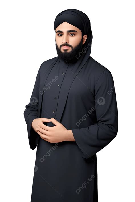 Handsome Man Wearing Black Muslim Dress Handsome Man Muslim Dress Handsome Man Wearing Black