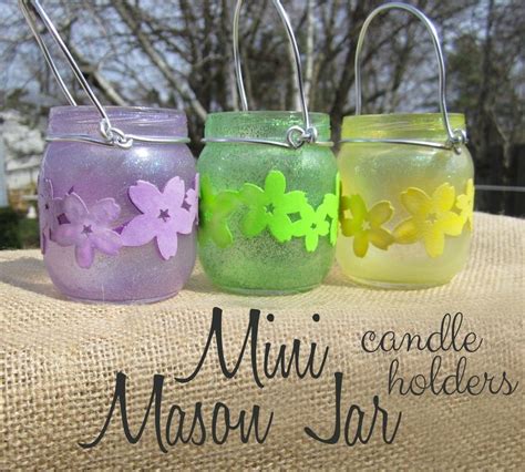 Mini Mason Jar Tea Light Candle Holders With Glitter Paint And Cherry