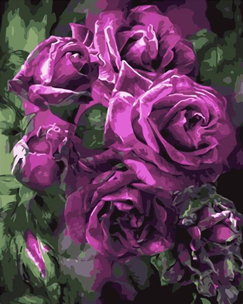 Diy Painting By Numbers Purple Flower