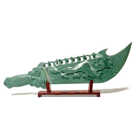 18 Long Ornately Carved Jade Stone Dragon Sword