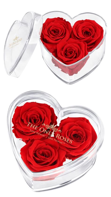 Red Preserved Rose Acrylic Rose Heart Box In 2020 Heart Box